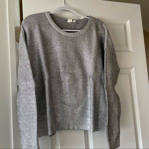 Gap silver metallic pullover sweater new